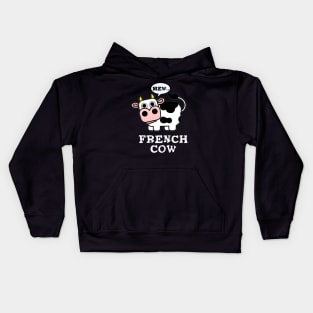 French Cow Cute Animal Pun Kids Hoodie